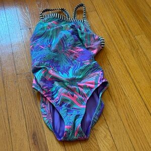 Dolfin Kids One Piece Swimsuit - Purple and Green